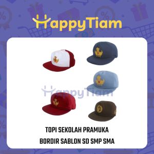 TOPI SEKOLAH PRAMUKA BORDIR SABLON PELAJAR SD SMP SMA SCHOOL CAP