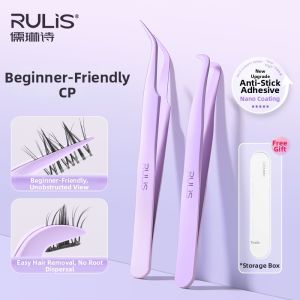 RULIS | Anti-stick False Eyelash Tweezers Flat Tip Eyelash Extension Tool