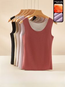 MiiOW | Áo ba lỗ lót lông cừu dày ấm áp cho nữ mùa thu đông mới về Áo ba lỗ lót lụa cổ chữ V tay rộng màu trơn