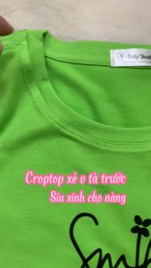 Áo Croptop Nữ Smiling Thiết Kế Xẻ V Tà Trước Kiểu Dáng Hở Bụng Vải Cotton Co Giãn 4 Chiều Mặc Thoải Mái -CRT005