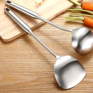 Premium SUS 304 Stainless Steel Thickened Kitchen Spatula and Ladle Set Heat-Resistant Cooking Tools for Stirring and Serving