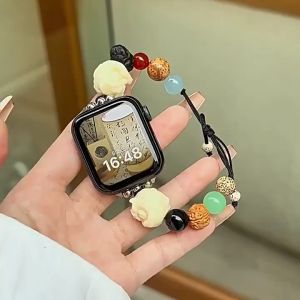 CW-SHOP(WF34)*พร้อมส่งในไทย*สายนาฬิกาข้อมือ สมาร์ทวอช สายเชือกกำไรลูกปัด ไข่มุก ขนาด 42.44.45.46.49MM