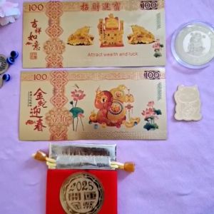 BSLS 5PCs Prosperity Cat Money Gold Foil Snake Hulu Red Pouch Cat Sticker Coin Lucky Charm