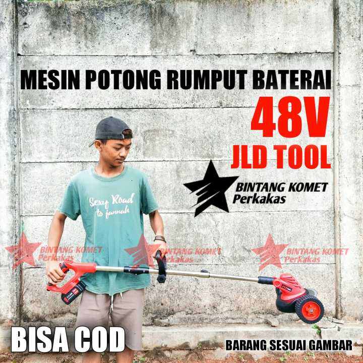 Cod Mesin Potong Rumput Cordless V Jld Tool Mesin Pemotong Rumput Ilalang Model Roda