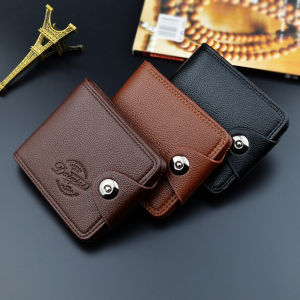Mens Short WalletSmall PU Leather Wallet Credit Card Purse Money Clips