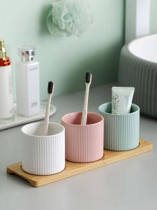 Morandi Japanese Ceramic Mouthwash Cup Tooth Cup For Home 3-Seat Washing Set One Pair of Lovers Cup Cup 4-Seat