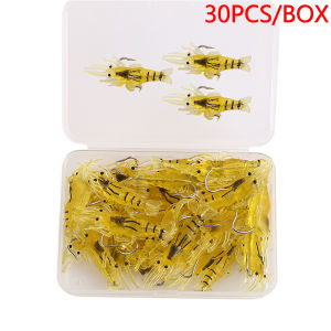 30PCS Soft Bait Artificial Wobblers For Trout Bass Perch Carp Fishing Tackle Fishing Lures Set Grass Shrimp Prawn Single Hook