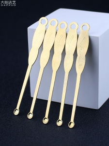 Portable Old Fashioned Ear Spoon Keychain Pendant Personal Hygiene Ear Cleaning Tool Durable Yellow Copper Earwax Removal