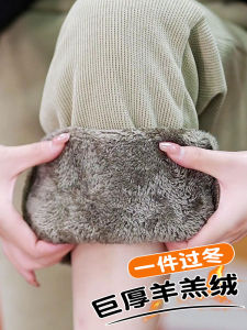 กางเกงกีฬาผู้หญิงหนา อบอุ่น ทรงตรง ทรงหลวม ผ้ากำมะหยี่ ฤดูใบไม้ร่วง/ฤดูหนาว กางเกงขายาวทรงลำลอง สไตล์เกาหลี