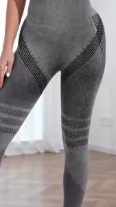 CZGUKE-Seamless Fitness Tight Pants for Women High Waist Wave Striped Mesh Texture Hip Lift Elastic Yoga Gym Running Pants