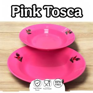 Piring Plastik Ayam Jago warna warni 1 lusin / 12 pcs diameter 22 cm - Anti Pecah untuk Hajatan & Souvenir