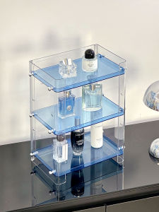 Premium Cosmetic Storage Box Multi-Layer Desktop Skincare Product Organizer Rack Creamy Style Pure Color Rectangular Plastic