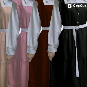 Dress Kasual Maxi Umaya Dress Polos Kekinian TrendyTerbaru 2024 All Size Bahan Kain Mousecrepe