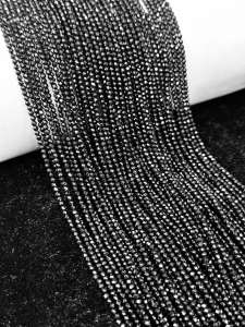 สร้อยคอ สร้อยข้อมือ ลูกปัดทรงกลม ลูกปัดทรงกลม หินเซอร์โคเนียสีดำธรรมชาติ ทำมือ DIY ครึ่งสำเร็จรูป เครื่องประดับแฟชั่น