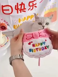 Pet Cat & Dog Korean Happy Birthday Costume Set | Pakaian Korean Hari Jadi Haiwan Kucing | 猫犬猫咪狗狗宠物生日可爱衣服帽子围兜套装
