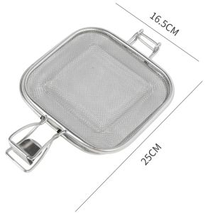 1PC Portable Stainless Steel Panini Press Sandwich Maker Bread Baking Net Holder - Camping Barbecue Cooking Equipment