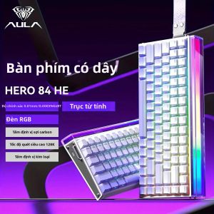AULA | Bàn Phím Cơ Chơi Game Có Dây AULA HERO84HE RGB 84 Phím 8K RT Hot Swap Switch Từ Tính Bố Cục UK Cảm Biến Hall