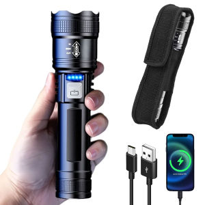 Đèn Pin Cầm Tay Công Suất Cao Chất Liệu ABS Có Chức Năng Zoom 3 Chế Độ Chiếu Sáng Tích Hợp Pin Sạc 18650 Kiêm Sạc Dự Phòng Dùng Cho Hoạt Động Ngoài Trời Cắm Trại