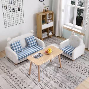 Nordic Style Childrens Sofa Set Boy Girl Fabric Reading Area Small Sofa Book Room Combination Childrens Furniture Sponge Filling