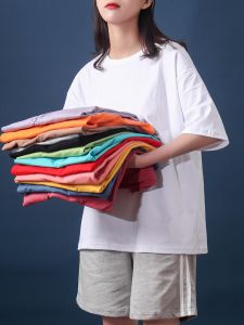 Áo Thun Cotton Tay Ngắn Dáng Rộng Cỡ Lớn Mùa Hè Phong Cách Mới Cổ Tròn Tay Dài Màu Trơn Giản Dị Thoải Mái Thoáng Khí