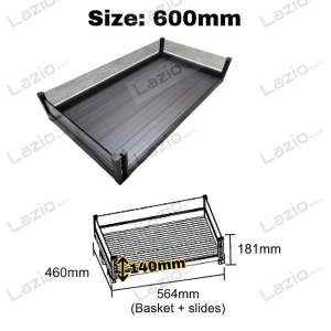 Three sides aluminium dark grey coated soft closing kitchen Cabinet Drawer Pull Out Basket Dapur