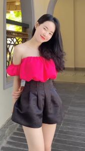 Quần Short Xòe Phồng 2 Lớp BIG SIZE Cạp Cao Vải Tafta xước Giãn Chuẩn Form EVO-885