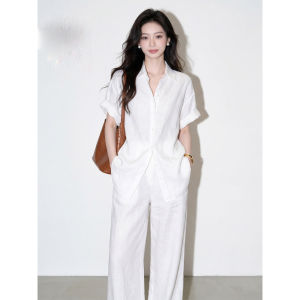 V.C.I | Laid-back Minimalist Old Money Style Womens Casual Short-sleeved Linen Shirt