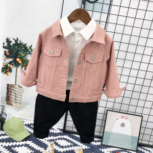 Áo Khoác Denim Trẻ Em Dài Tay Thời Trang Mùa Xuân Thu Phong Cách Hàn Quốc Màu Hồng Thời Trang Cho Bé Trai Và Bé Gái