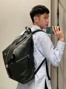 Loja Classic Leather Backpack Versatile Large Capacity Dual Shoulder Bag Comfortable High Padding Strap Fashionable Trendy