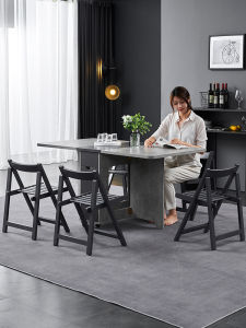 Small Apartment Foldable Dining Table For Home Rectangular Retractable Storage Space Saving Dining Foldable Dining-Table Chair Combination