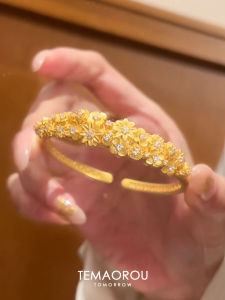 Non-Fading Golden Sand Jewelry Bracelet Womens Style Floral Design Alloy Wristband Ethnic Minority Fashion Accessory