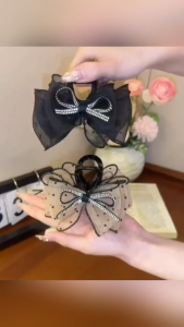 HOME + HOUND Shiny Bow Hair Claw Polka Dot Mesh Bubble Grab Clip High-End Feeling Ladies Shark Clip