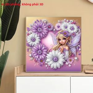 Elf Hoa Văn 2D Tranh Gắn Đá Vải Phẳng Không Khung Hình Tròn & Hình Dạng Đặc Biệt Kim Cương Trong Nhà/Ngoài Trời Trang Trí Nhà Phòng Ngủ Quà Tặng