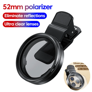 52mm CPL Mobile Phone Lens Filter Lens Clip Camera Accessories Circular Polarizer Filter for Canon Nikon for All Smartphone
