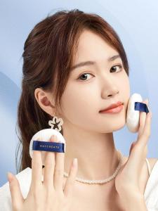 Velvet Makeup Sponge round Shape Double Sided for Loose Powder Long Lasting Oil Control Beauty Tool Makeup Puff Honey Compact