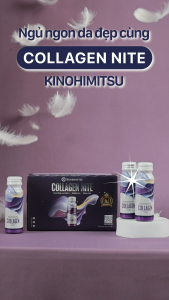 Bộ 3 Nước uống Collagen Nite Kinohimitsu chống lão hóa giúp ngủ ngon làm sáng và mịn da 30 chai x 50g