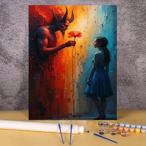 Picture By Numbers Abstract Flower Female DIY Frameless HandPainted Wall Art Coloring Painting For Living Room Home Decoration