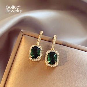 Elegant Green Zircon Earrings Womens Luxury New Chinese Style Dangle Earrings Fashionable Fresh out Alloy Silver Gold Plated
