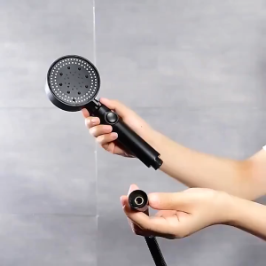 Elegant High-Pressure Stainless Steel Shower Head with 5 Spray Modes and Easy One-Key Stop Button