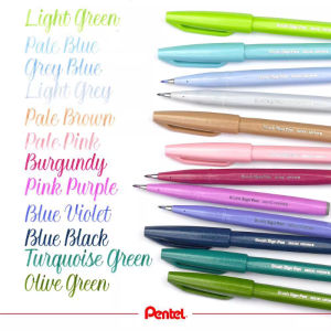 1PC Pentel Fude Brush Touch Sign Pen Bright Pastel Colors with A Flexible Tip That Allows You To Enjoy Touch of A Brush SES15C