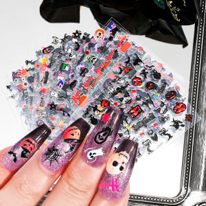 6 sets of Halloween nail art stickers skull pumpkin bat dark Halloween main picture nail stickers