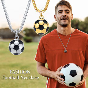 ⚽Esther 3D Football Necklace for Men Stainless Steel Necklace Casual Scoocer pendant 18k pawnable gold necklace pawnable 18k gold pawnable jewelry Sports Lover Boys gifts ideas for MEN silver necklace for men Fashion Pendants couple necklace