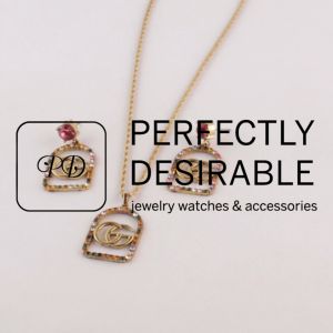 Women Elegant GG Retro Square Stylish Earring And Pendant Set With Coloured Diamonds And Rope Chain.