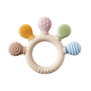 Soft Silicone Baby Teether – Cartoon Shape Rich Biting Points Rounded Corners Finger Shape Awareness High-Temp Sterilizable