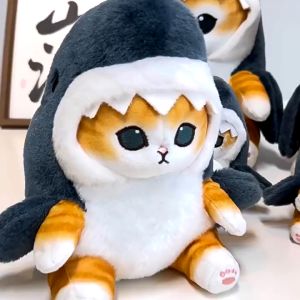 13/20/33cm Shark Cat Doll Plush Toys Backpack Pendant Cartoon Fried Pendant Shrimp Cat Ornament Cute Stuffed Child Gifts