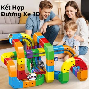 81 Chiếc Bộ Xe Lửa Từ Tính 3D Xây Dựng Đường Ray Khối Đường Ray STEM Đồ Chơi Giáo Dục USB Sạc Cho Trẻ Em Quà Tặng Giáng Sinh Sinh Nhật