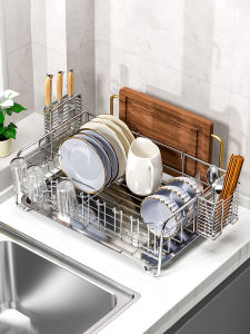 Narrow Edge Super Narrow 304 Stainless Steel Kitchen Sink Bowl Dish Draining Rack Utensil Storage Shelf Nordic Style Single Layer