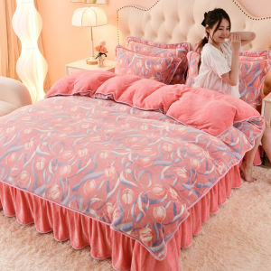 Bộ Chăn Ga Gối 4 Mảnh Bằng Vải Flannel Sữa Đầy Đặn