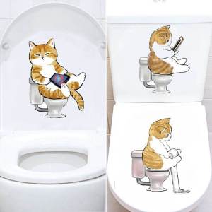 Cute Cat Pattern Decorative Toilet Sticker