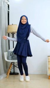 Baju Renang Anak Perempuan Setelan Olahraga Hijab Atasan Rok Legging Sport Lari Sepeda Usia 5 Sampai 14 Tahun